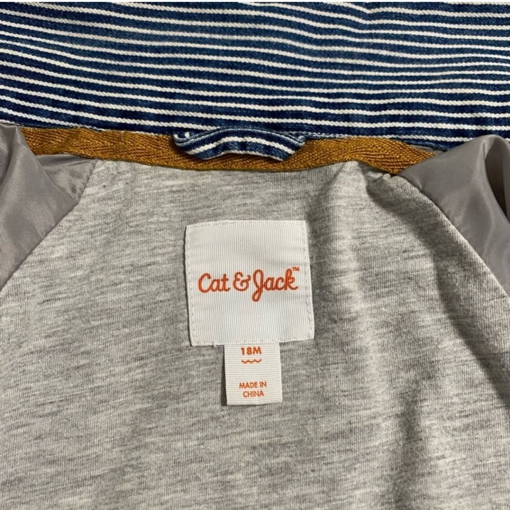 Cat & Jack Blue White Striped Snap Front Jacket Size 18 mos - Picture 4 of 5
